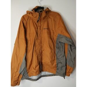 Marmot PreCip Mens Orange Gray Waterproof Hooded Rain Jacket Size Large